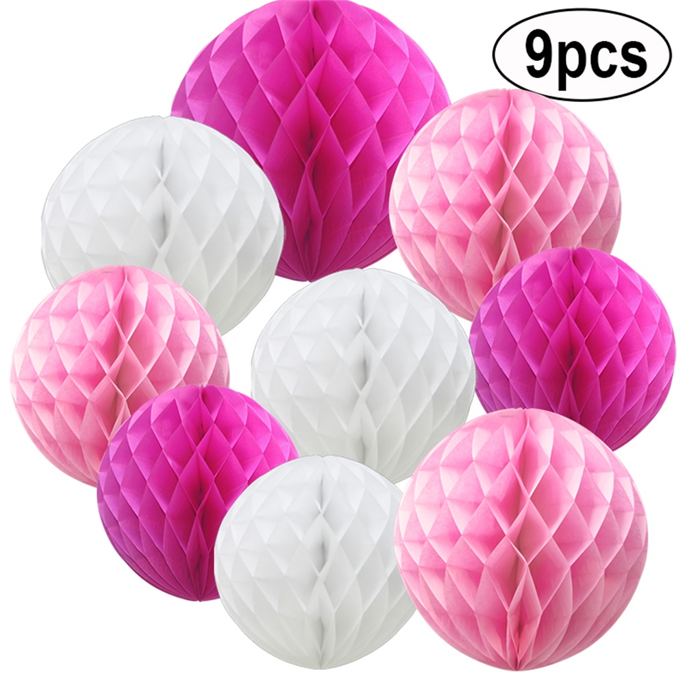 HB Pink/Hot Pink Pack, 10 A Liittle Tree 9 PCs Mixed Honeycomb Paper Pom Poms Ball Wedding Party Decoration 