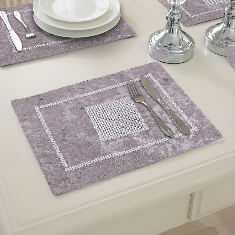 Time to Sparkle 2 4 6 Velvet Diamante Dining Table Place Mats Rectangle