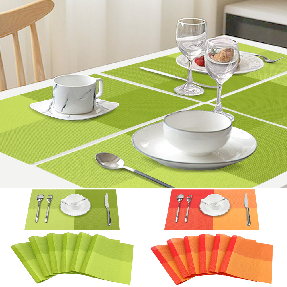Set of 6 PVC Placemats Washable Heat Insulation Dining Table Place Mats