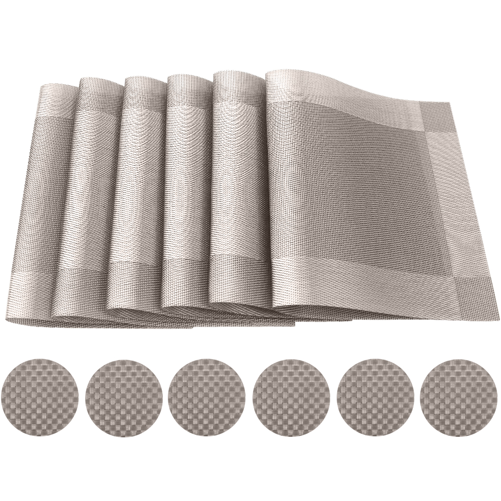 Set Of 6 PVC Place Mats And Coasters Dining Table Placemats NonSlip