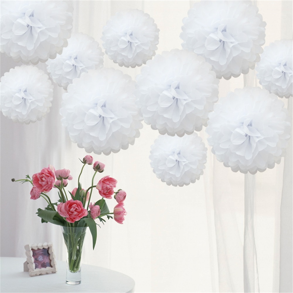 10pcs Tissue Paper Pompoms Pom Poms Hanging Garland Wedding Decor 6'' 8'' 10'' 