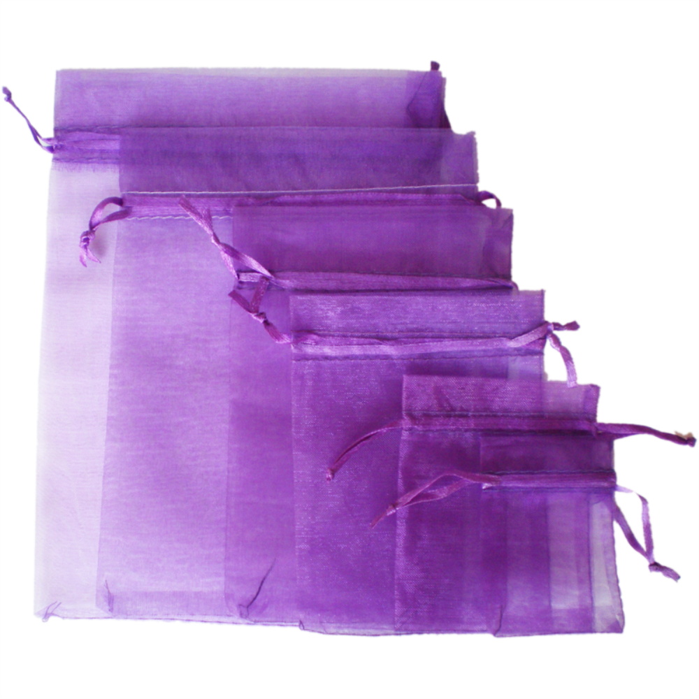 25-100X Purple Organza 7x5" Drawstring Gift Bags for Wedding Party Favors Pouch 