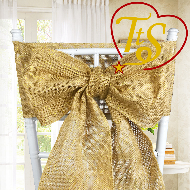 Chair Cover 100 Hessian Sash Fuller Chair Bow Glitter Runner