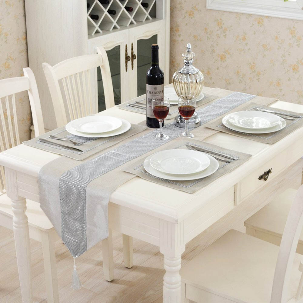 1 Tischläufer Tischband Tischdeko & 6 Platzsets Platzdeckchen Samt